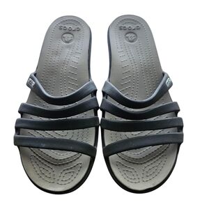 Crocs Rhonda Strappy Wedge Strappy Slide Sandal Womens Size 8 Brown